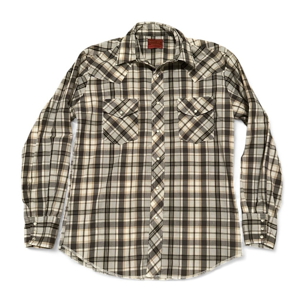 Rustler Men's Plaid Shirt - Black, White, and Tan